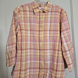Talbots Plaid Shirt in Pink and Yellow
